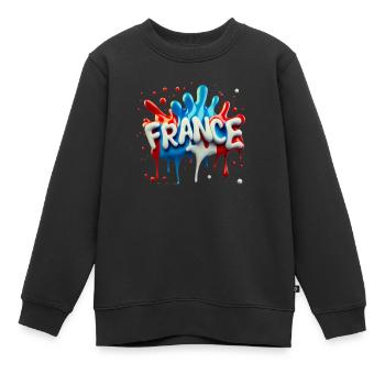 France-Style - Kinder Premium Organic Sweatshirt - Schwarz - Vorne - AI Model Kid Female (0cm)