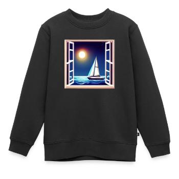 Segeln Segelsport Segler Segelschiff Segelboot - Kinder Premium Organic Sweatshirt - Schwarz - Vorne - AI Model Kid Female (0cm)