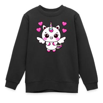 Einhorn Mädchen Unicorn Fabeltier Einhörner - Kinder Premium Organic Sweatshirt - Schwarz - Vorne - AI Model Kid Female (0cm)