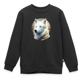 Weisser Schäferhund Portrait Art Avantgarde - Kinder Premium Organic Sweatshirt - Schwarz - Vorne - AI Model Kid Female (0cm)