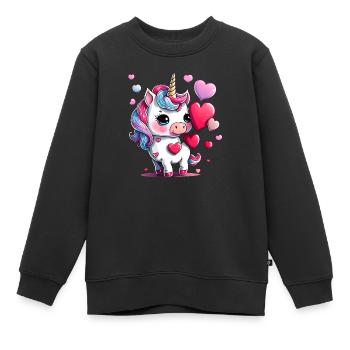 Einhorn Mädchen Einhörner Unicorn Fabeltier - Kinder Premium Organic Sweatshirt - Schwarz - Vorne - AI Model Kid Female (0cm)