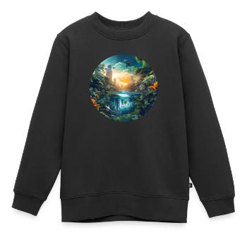 Ein Sonnenuntergang in der Grossstadt im Amazonas - Kinder Premium Organic Sweatshirt - Schwarz - Vorne - AI Model Kid Female (0cm)