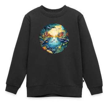 Fantastic underwater city - Kids Premium Organic Sweatshirt - black - Front - AI Model Kid Female (0cm)