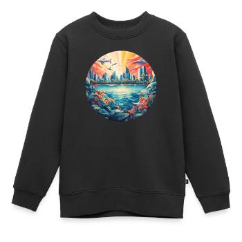 Eine Stadt am Wasser - Kinder Premium Organic Sweatshirt - Schwarz - Vorne - AI Model Kid Female (0cm)