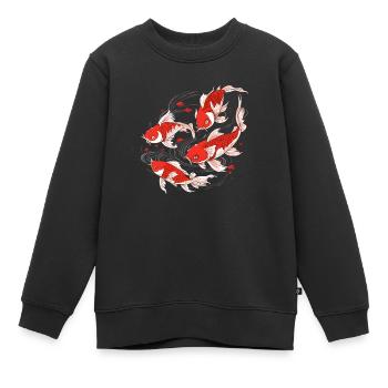 Ein Schwarm japanischer Koifische - Kinder Premium Organic Sweatshirt - Schwarz - Vorne - AI Model Kid Female (0cm)
