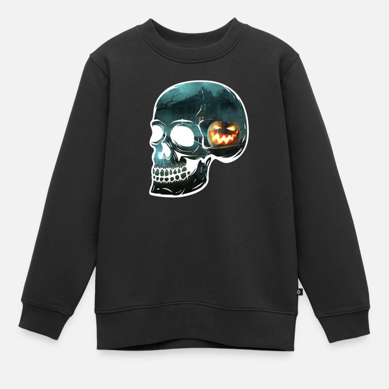 Crâne vision terrifiante - Sweat Premium enfant bio - noir