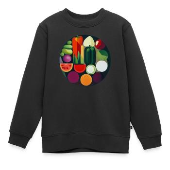 Künstlerische Gemüsekomposition pflanzliche Kraft - Kinder Premium Organic Sweatshirt - Schwarz - Vorne - AI Model Kid Female (0cm)