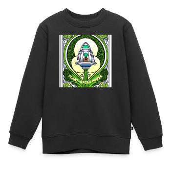 Brokkoli im Jugendstil auf pflanzlicher Basis - Kinder Premium Organic Sweatshirt - Schwarz - Vorne - AI Model Kid Female (0cm)