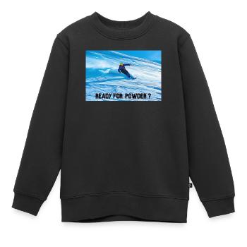 PRÊT POUR LA POUDRE - Sweat Premium enfant bio - noir - Devant - AI Model Kid Female (0cm)