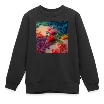 Spirales arc-en-ciel - Sweat Premium enfant bio - noir - Devant - AI Model Kid Female (0cm)
