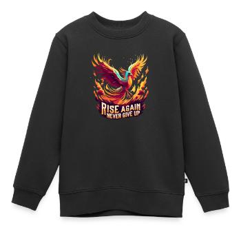 Never give up: Phönix aus der Asche - Kinder Premium Organic Sweatshirt - Schwarz - Vorne - AI Model Kid Female (0cm)