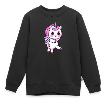 Einhorn Fabeltier Unicorn Mädchen Einhörner - Kinder Premium Organic Sweatshirt - Schwarz - Vorne - AI Model Kid Female (0cm)