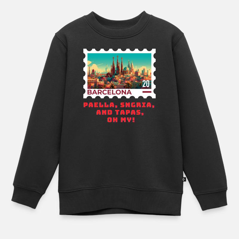 Barcelone - Sweat Premium enfant bio - noir