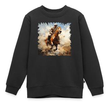 Les courses de chevaux sont un sport équestre - Sweat Premium enfant bio - noir - Devant - AI Model Kid Female (0cm)