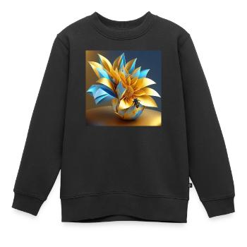 Origami Blüte - Kinder Premium Organic Sweatshirt - Schwarz - Vorne - AI Model Kid Female (0cm)
