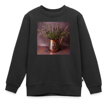 Lavande dans un pichet en cuivre - Sweat Premium enfant bio - noir - Devant - AI Model Kid Female (0cm)