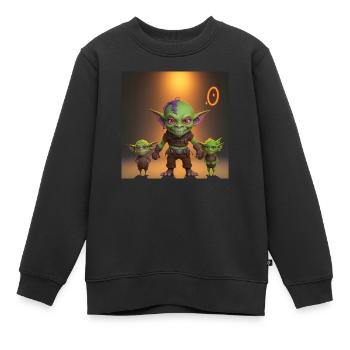 Goblin Familie - Kinder Premium Organic Sweatshirt - Schwarz - Vorne - AI Model Kid Female (0cm)