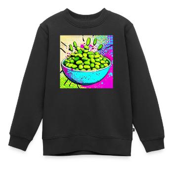 Edamame pop art - Kids Premium Organic Sweatshirt - black - Front - AI Model Kid Female (0cm)