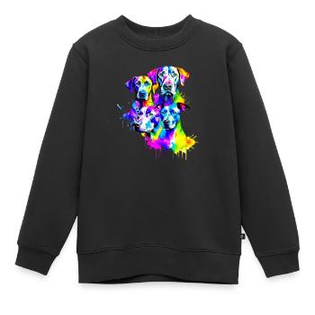 Hunde in den Farben des Regenbogens - Kinder Premium Organic Sweatshirt - Schwarz - Vorne - AI Model Kid Female (0cm)