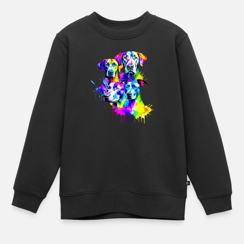 Des chiens aux couleurs de l'arc-en-ciel - Sweat Premium enfant bio - noir