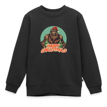 Drôle de gros pied poilu Noël - Sweat Premium enfant bio - noir - Devant - AI Model Kid Female (0cm)
