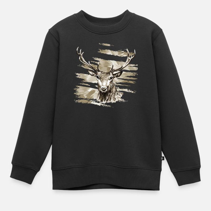 Hirsch - Kinder Premium Organic Sweatshirt - Schwarz