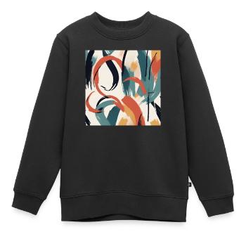 Modernes Pinselstrichdesign - Kinder Premium Organic Sweatshirt - Schwarz - Vorne - AI Model Kid Female (0cm)