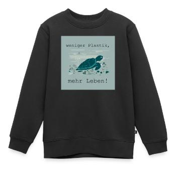 Weniger Plastik, mehr Leben - Kinder Premium Organic Sweatshirt - Schwarz - Vorne - AI Model Kid Female (0cm)