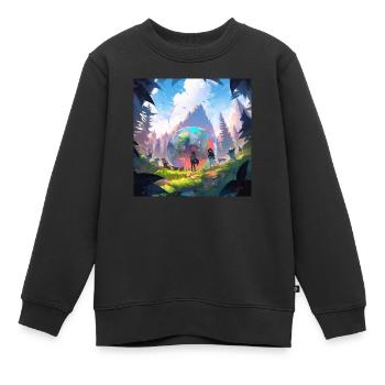 Le Portail vers un Monde Nouveau - Sweat Premium enfant bio - noir - Devant - AI Model Kid Female (0cm)