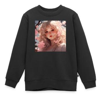 Blonde Anime-Schönheit träumt dich an - Kinder Premium Organic Sweatshirt - Schwarz - Vorne - AI Model Kid Female (0cm)