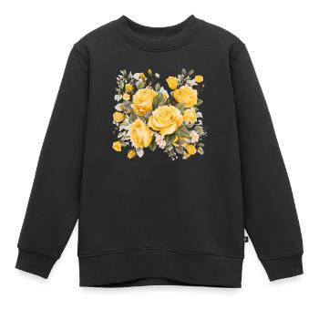 Un bouquet de fleurs jaune - Sweat Premium enfant bio - noir - Devant - AI Model Kid Female (0cm)