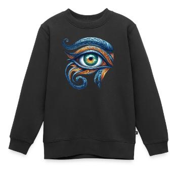 Calamaya - Eye of Horus - Œil oudjat - Sweat Premium enfant bio - noir - Devant - AI Model Kid Female (0cm)