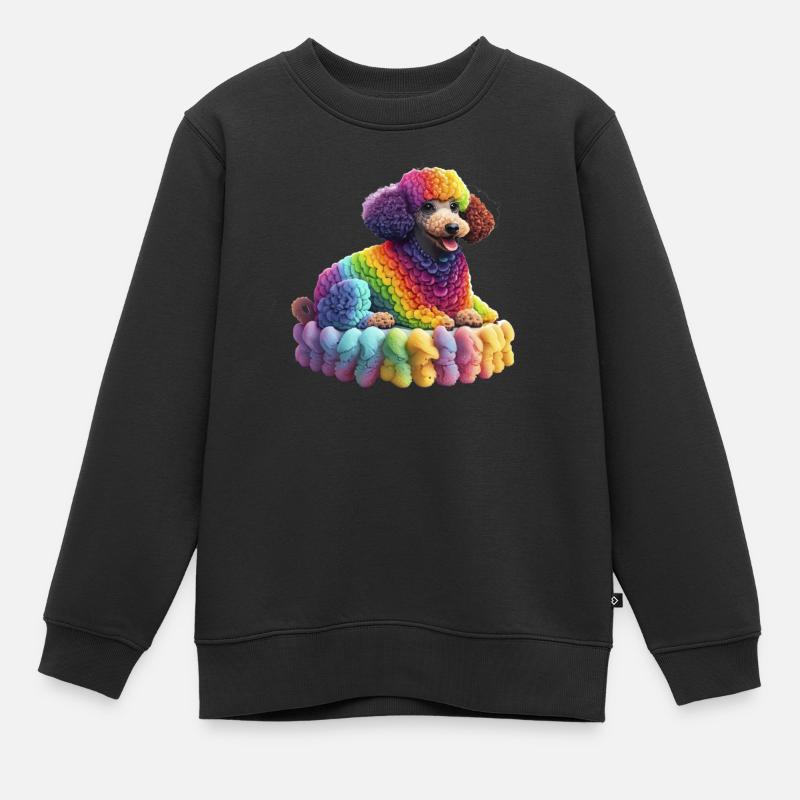 Rainbow Poodle - Kids Premium Organic Sweatshirt - black