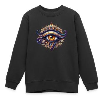 Sevendoors - Eye of Horus - Œil oudjat - Sweat Premium enfant bio - noir - Devant - AI Model Kid Female (0cm)