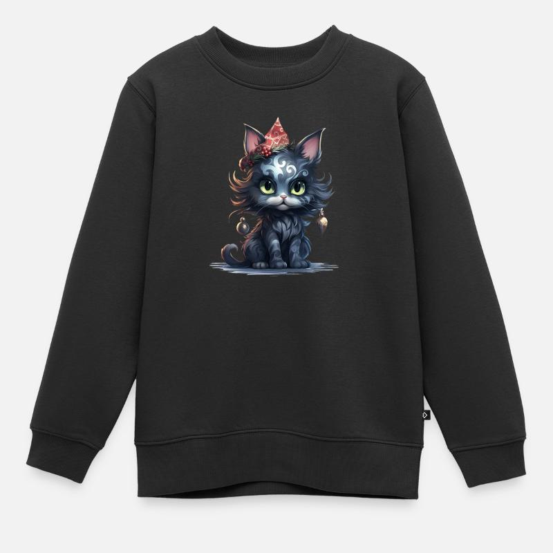 Chaton de Noël - Sweat Premium enfant bio - noir