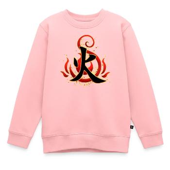 Feuer-Kanji - Kinder Premium Organic Sweatshirt - Rosa - Vorne - AI Model Kid Female (0cm)