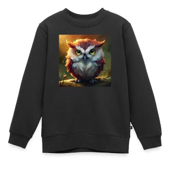 Eule - Kinder Premium Organic Sweatshirt - Schwarz - Vorne - AI Model Kid Female (0cm)