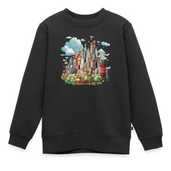 Crazy City - Kinder Premium Organic Sweatshirt - Schwarz - Vorne - AI Model Kid Female (0cm)