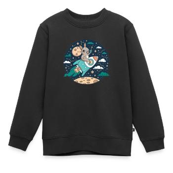 Moonbound Bunny Rocket - Kids Premium Organic Sweatshirt - black - Front - AI Model Kid Female (0cm)