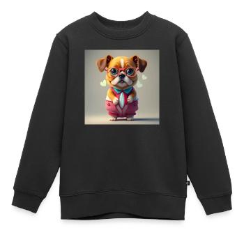 lunettes rouges pour chien - Sweat Premium enfant bio - noir - Devant - AI Model Kid Female (0cm)