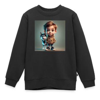 Junge mit Hund - Kinder Premium Organic Sweatshirt - Schwarz - Vorne - AI Model Kid Female (0cm)