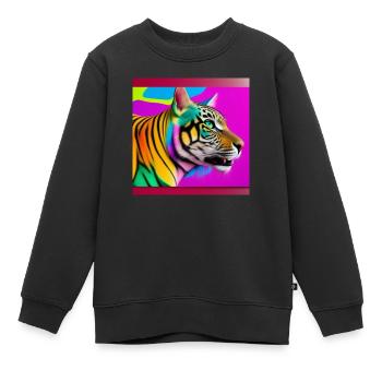 Tiger Farbig - Kinder Premium Organic Sweatshirt - Schwarz - Vorne - AI Model Kid Female (0cm)