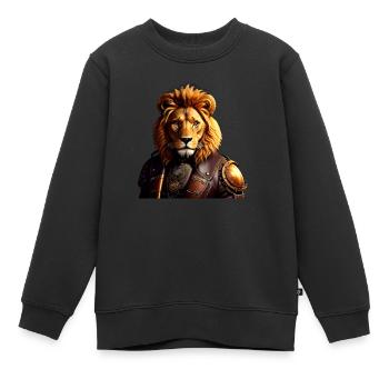 Mittelalter-Löwe - Kinder Premium Organic Sweatshirt - Schwarz - Vorne - AI Model Kid Female (0cm)