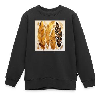 Plumes Bohème - Sweat Premium enfant bio - noir - Devant - AI Model Kid Female (0cm)
