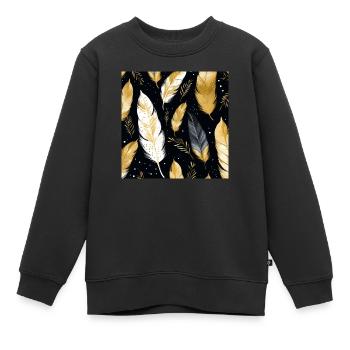 Plumes Bohème - Sweat Premium enfant bio - noir - Devant - AI Model Kid Female (0cm)