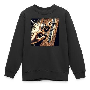 Anybody home? Ring the doorbell - Kids Premium Organic Sweatshirt - black - Front - AI Model Kid Female (0cm)