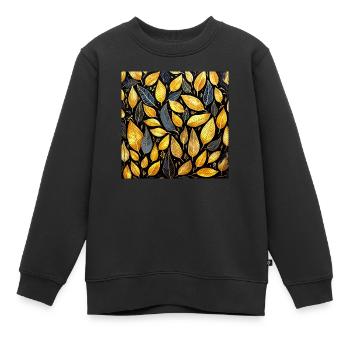 Goldene Blätter - Kinder Premium Organic Sweatshirt - Schwarz - Vorne - AI Model Kid Female (0cm)