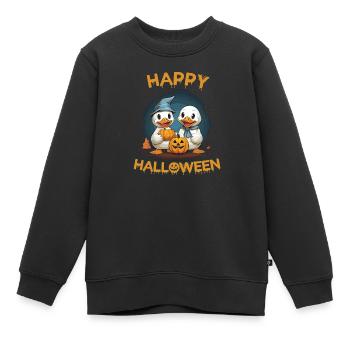 Joyeux halloween! Mignonnes oies d’Halloween déguisées. - Sweat Premium enfant bio - noir - Devant - AI Model Kid Female (0cm)