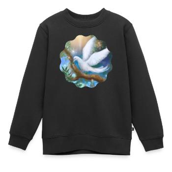Friedenstaube - Kinder Premium Organic Sweatshirt - Schwarz - Vorne - AI Model Kid Female (0cm)