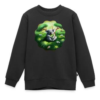 Koala endormi - Sweat Premium enfant bio - noir - Devant - AI Model Kid Female (0cm)